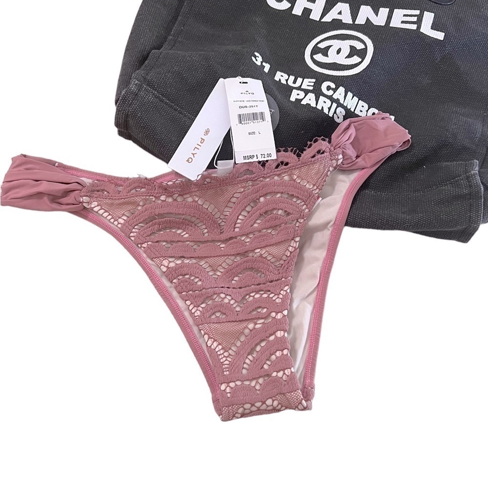 PILYQ Dusty Rose Lace Teeny Bikini Bottom